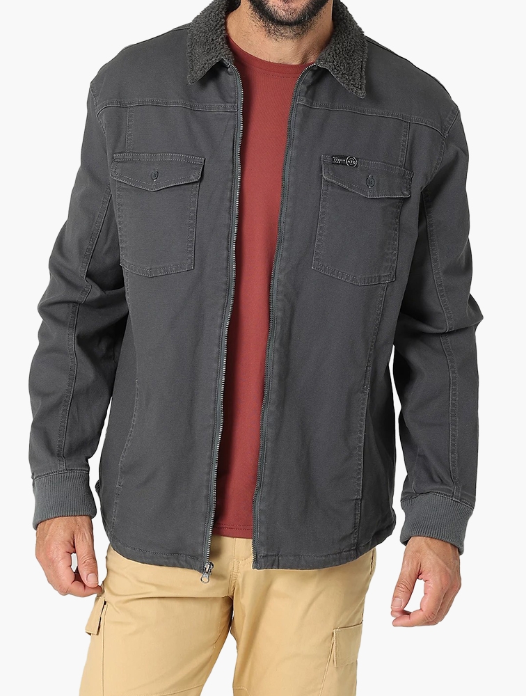 MyRunway Shop Wrangler Asphalt Sherpa Lined Canvas Shirt Jacket